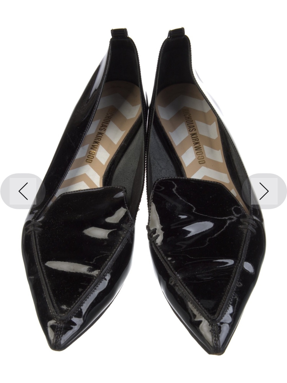 Nicholas Kirkwood Black Patent Pointed-Toe Loafers